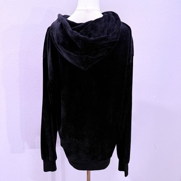 Joe’s Jeans Black Velour Hoodie Women M Soft Pullover Luxury Lounge Cozy Fall - Picture 2 of 8